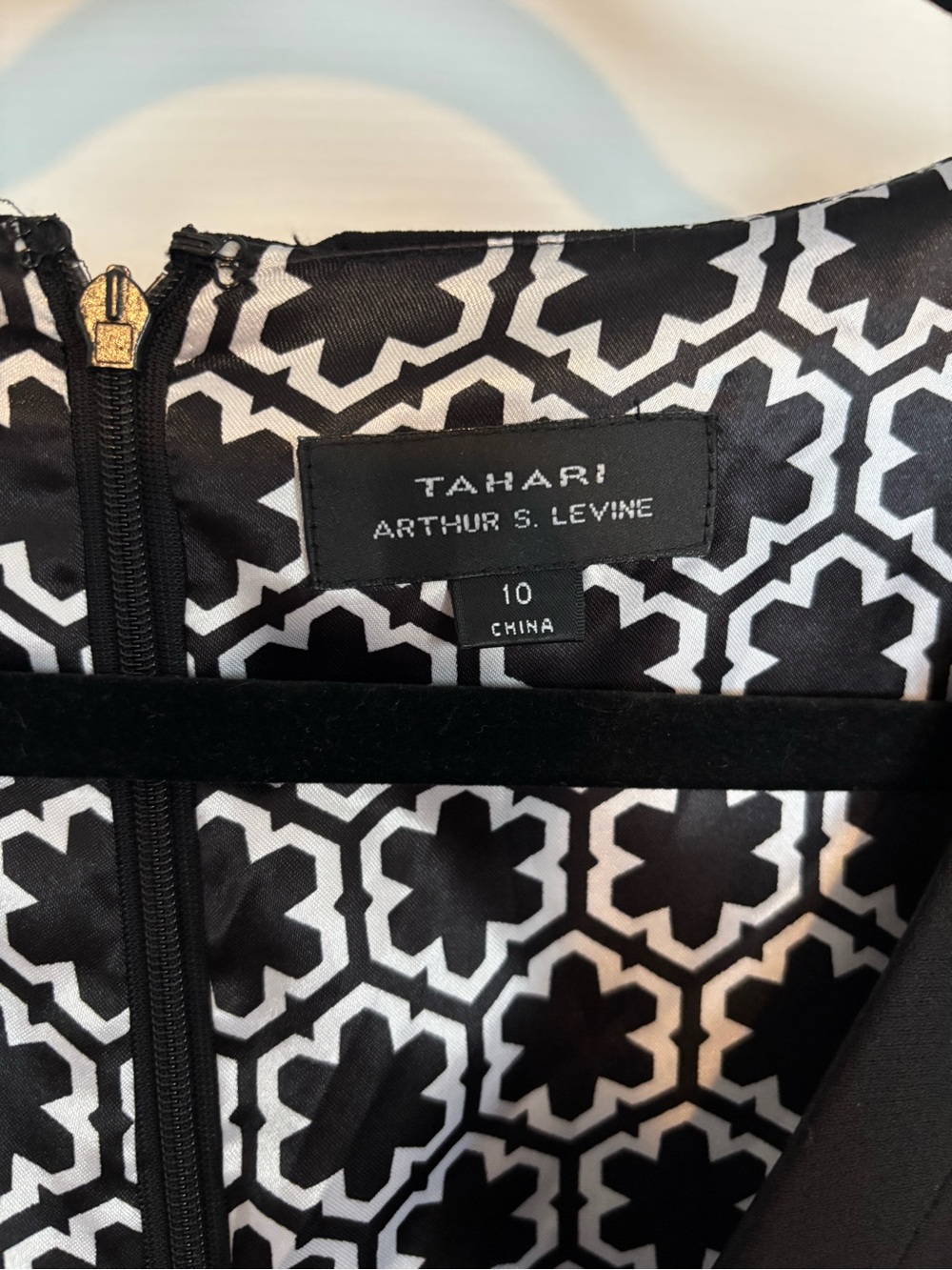 Tahari Black and White Geometric Midi Dress